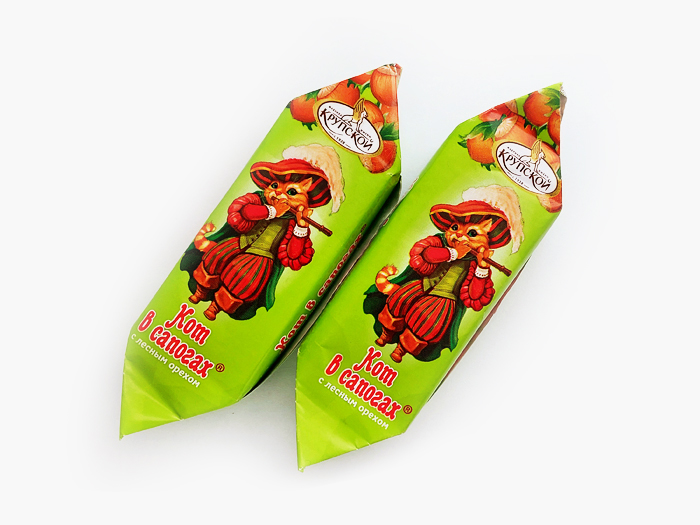 Конфеты "Кот в сапогах" (фабрика имени Крупской, "Славянка", Белгородская область)